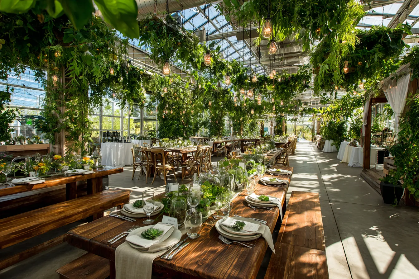 Свадьба в стиле гринери с обилием свежей зелени и растений