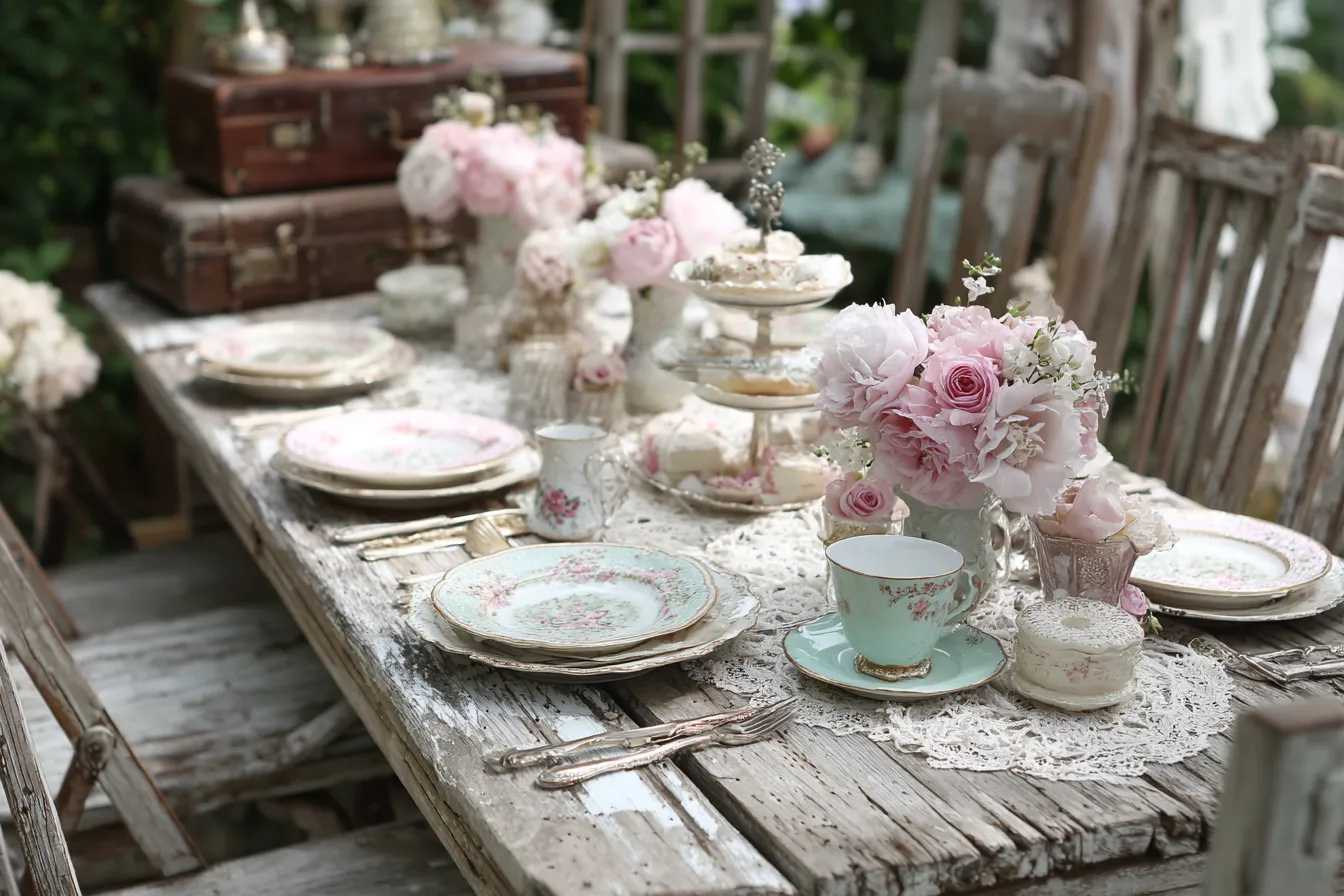Свадьба в стиле шебби-шик с винтажной мебелью и кружевом